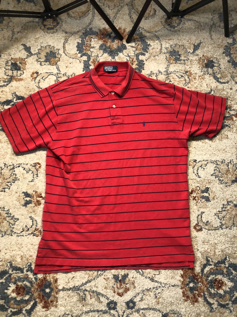 Polo Ralph Lauren Polo Shirt Mens XL Red Blue Striped Classic Cotton Golf Casual